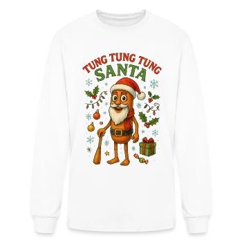 Tung Tung Tung Santa Funny Christmas Art - Men's Long Sleeve T-Shirt - white - Front