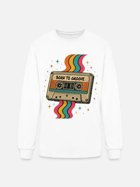 Vintage Boho Cassette Tape Design - Men's Long Sleeve T-Shirt - white
