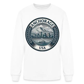 Sceau de la montagne Anchorage Skyline - T-shirt à manches longues Homme - blanc - Devant