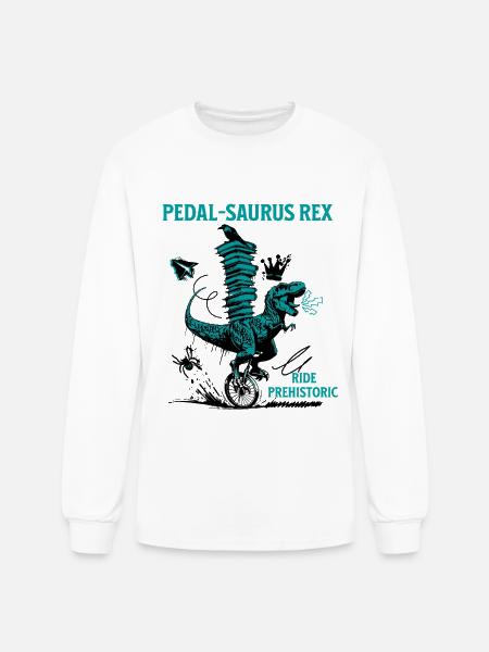 Pedal-Saurus Rex – Ride Prehistoric - Men's Long Sleeve T-Shirt - white