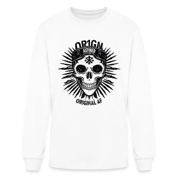 Dark Sunburst Skull Emblem - Men's Long Sleeve T-Shirt - white - Front