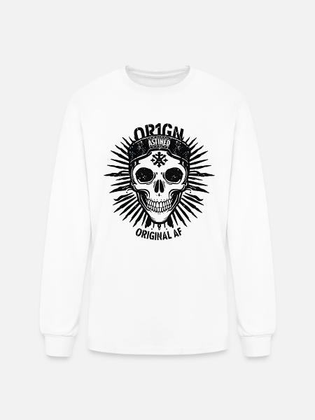 Dark Sunburst Skull Emblem - Men's Long Sleeve T-Shirt - white