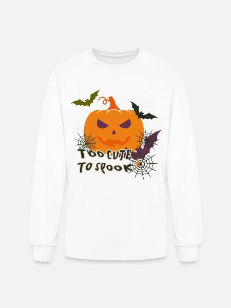 Too Cute to Spook Pumpkin halloween - Men's Long Sleeve T-Shirt - white
