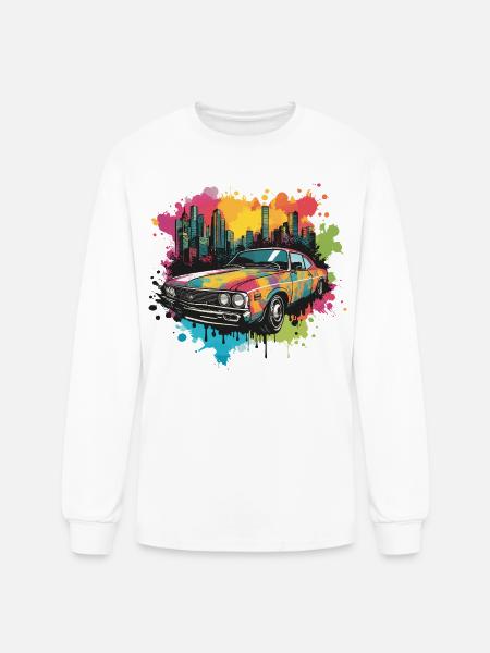 Retro Splash Neon Car - Men's Long Sleeve T-Shirt - white