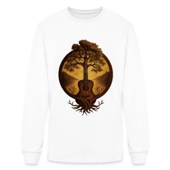 Tree of Life Guitar in Sepia Circle - Men's Long Sleeve T-Shirt - white - Front
