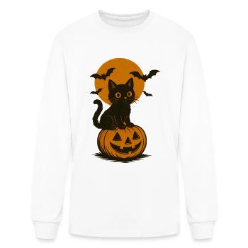 Midnight Kitteh and Pumpkin - Men's Long Sleeve T-Shirt - white - Front