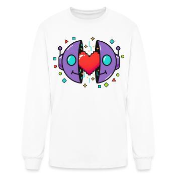Pixel Heart Split Neon Twist - Men's Long Sleeve T-Shirt - white - Front