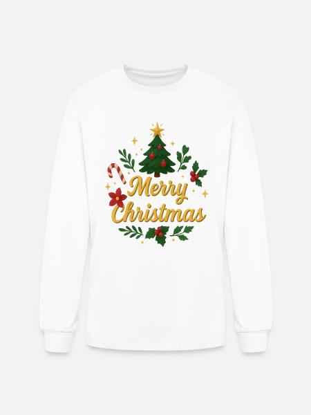 Merry Christmas Tree - Men's Long Sleeve T-Shirt - white
