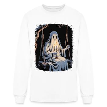 Fantôme sur une balançoire éclairée aux chandelles - T-shirt à manches longues Homme - blanc - Devant