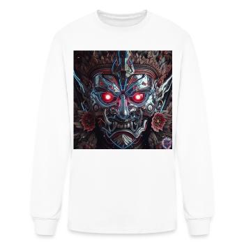 Cyberpunk Demon Mask – Chrome Tech Art - Men's Long Sleeve T-Shirt - white - Front