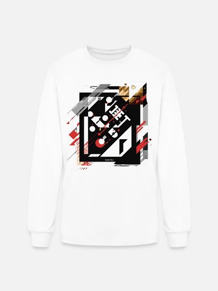 Geometric Grid Collage on Black - Men's Long Sleeve T-Shirt - white