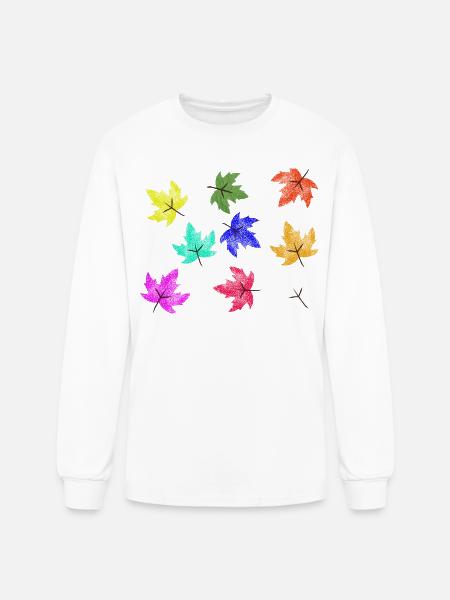 Prismatic Autumn Maple Leaves - Men's Long Sleeve T-Shirt - white