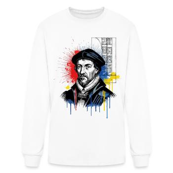 Gutenberg Printing Press Splash Art Inventor - Men's Long Sleeve T-Shirt - white - Front
