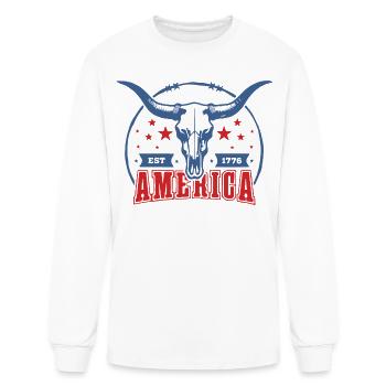 Longhorn Americana Crest - Men's Long Sleeve T-Shirt - white - Front