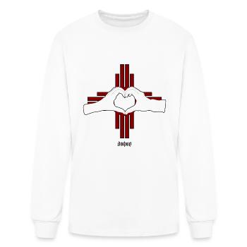 Heart Hands on Crimson Grid - Men's Long Sleeve T-Shirt - white - Front