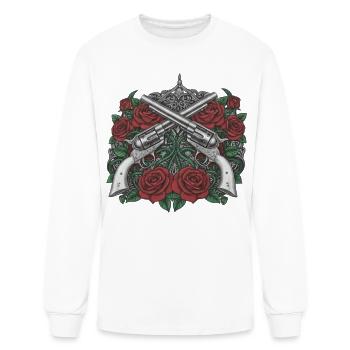 Crossed Revolvers Roses - Men's Long Sleeve T-Shirt - white - Front