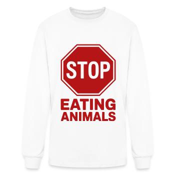 Graphique de protestation « Arrêtez de manger des animaux » - T-shirt à manches longues Homme - blanc - Devant