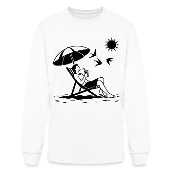 Relaxing in a deckchair on the beach - Men's Long Sleeve T-Shirt - white - Front