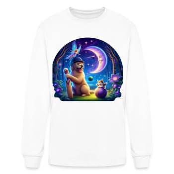 Moonlit Fantasy Batting Dog - Men's Long Sleeve T-Shirt - white - Front