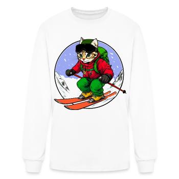 Skier Cat Freeride - Men's Long Sleeve T-Shirt - white - Front