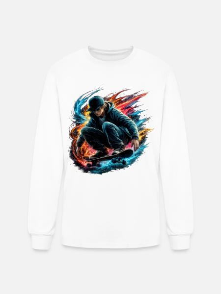 Neon Splash Skate Rider - Men's Long Sleeve T-Shirt - white