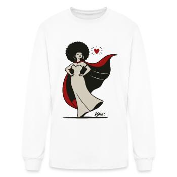Afro Heroine Cape Sketch - Men's Long Sleeve T-Shirt - white - Front