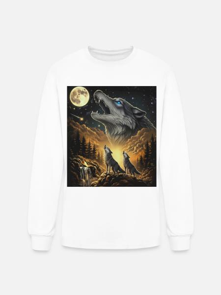 Moon Moonlight Howl Wolves Night - Men's Long Sleeve T-Shirt - white