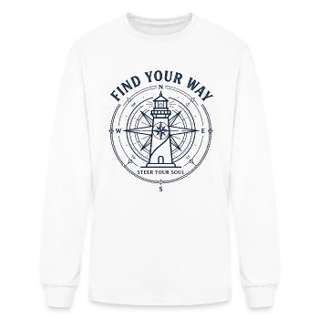 Find Your Way Lighthouse Compass - Men's Long Sleeve T-Shirt - white - Front