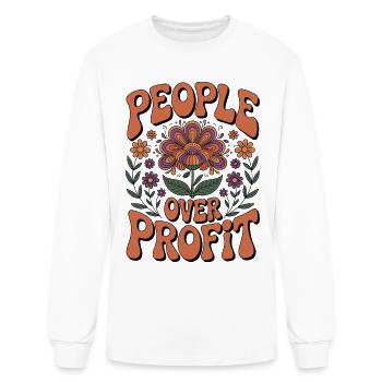 People Over Profit Anti-Capitalist Social Justice - Men's Long Sleeve T-Shirt - white - Front