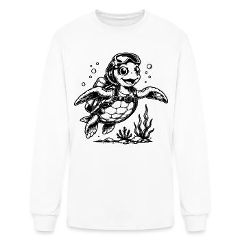 Sea Turtle Diver with Oxygen Tank - Men's Long Sleeve T-Shirt - white - Front