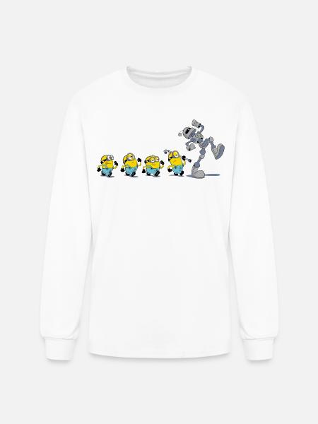 Minions In A Row With Robot - Men's Long Sleeve T-Shirt - white