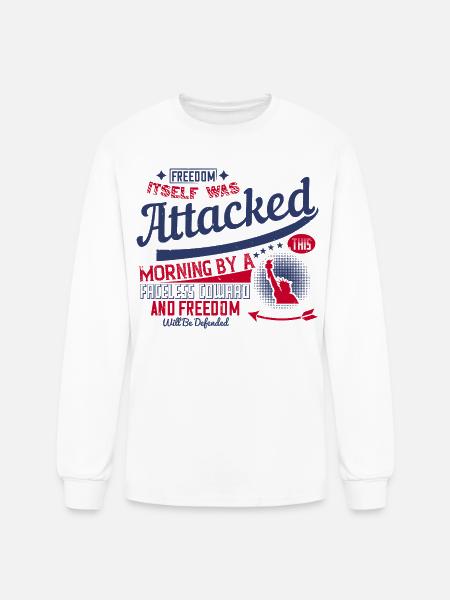 Freedom Morning Attacked Graphic - Men's Long Sleeve T-Shirt - white