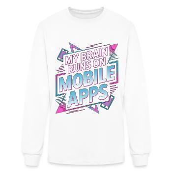 Mobile App Developer My Brain Runs Mobile Coding - Men's Long Sleeve T-Shirt - white - Front
