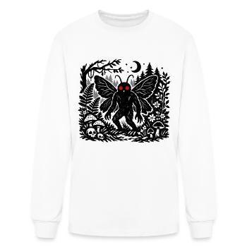 Mothman Forest Linocut Art - Men's Long Sleeve T-Shirt - white - Front