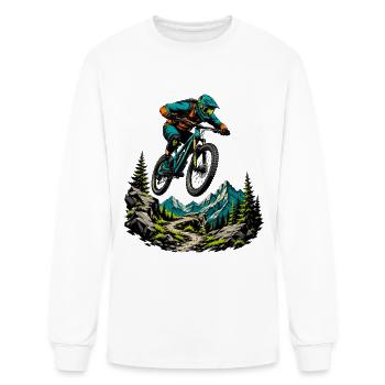 MTB Jump Air Mountains Forest Freeride Biker Speed - Men's Long Sleeve T-Shirt - white - Front