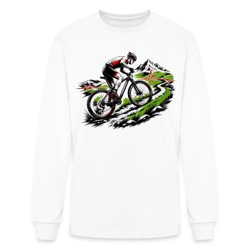 MTB Downhill Heartbeat Pulse Biker Adrenaline Fast - Men's Long Sleeve T-Shirt - white - Front