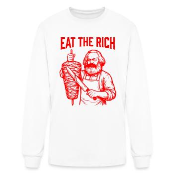Eat The Rich Karl Marx Satirical Political Design - Men's Long Sleeve T-Shirt - white - Front