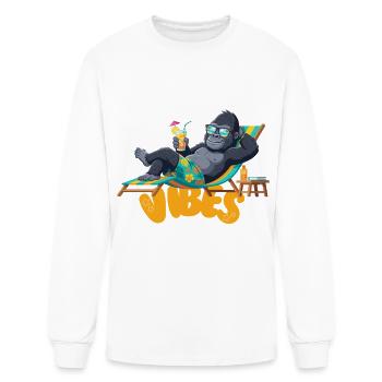 Retro Gorilla Vibes Chilling on Beach Chair - Men's Long Sleeve T-Shirt - white - Front