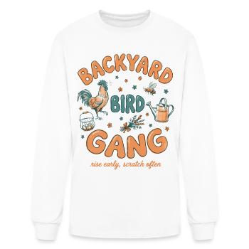 Backyard Bird Gang Funny Chicken Farmer - Men's Long Sleeve T-Shirt - white - Front