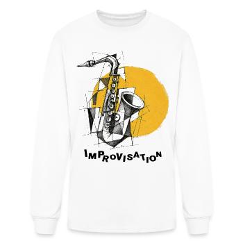 Jazz Saxophone Improvisation Sketch T-Shirt - Men's Long Sleeve T-Shirt - white - Front