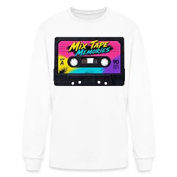 Retro 80s Neon Cassette Tape Synthwave Design - Men's Long Sleeve T-Shirt - white - Front