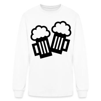 2 Wheat Beer Mug Icons To Toast (Cheers / White) - Men's Long Sleeve T-Shirt - white - Front