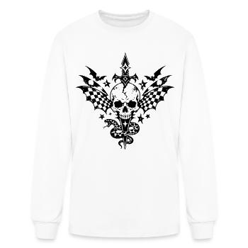 Winged Gothic Skull and Dagger Tattoo Flash - Men's Long Sleeve T-Shirt - white - Front