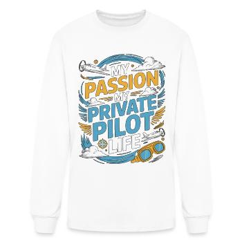 Pilote privé Ma passion Mon passionné d’aviation - T-shirt à manches longues Homme - blanc - Devant