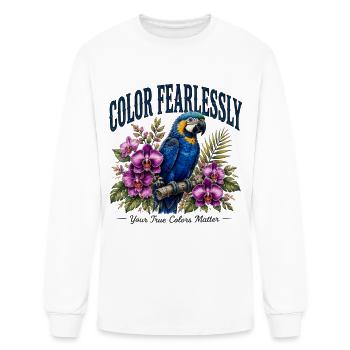 Color Fearlessly Blue Macaw Vintage Tee - Men's Long Sleeve T-Shirt - white - Front