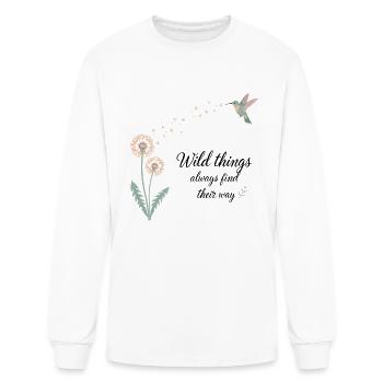Dandelion Flight and Hummingbird Whimsy - Men's Long Sleeve T-Shirt - white - Front