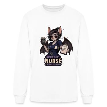 Night Shift Nurse Technically A Bat - Men's Long Sleeve T-Shirt - white - Front