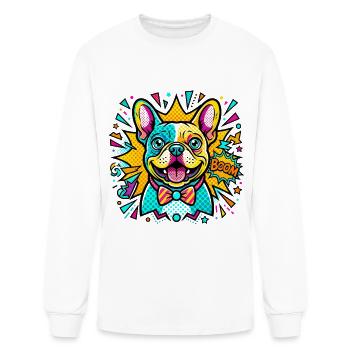 Pop Art French Bulldog Graphic Design - Retro Dog - Men's Long Sleeve T-Shirt - white - Front