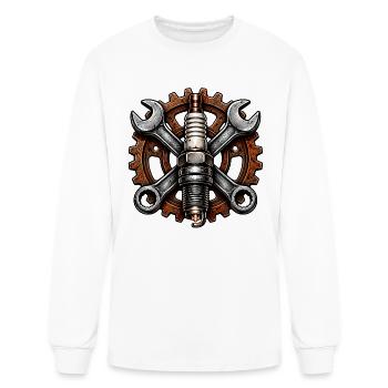 Bougie d’allumage de l’emblème d’engrenage industriel - T-shirt à manches longues Homme - blanc - Devant