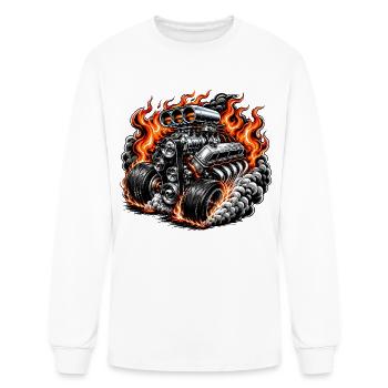 Flaming V8 Engine - Men's Long Sleeve T-Shirt - white - Front